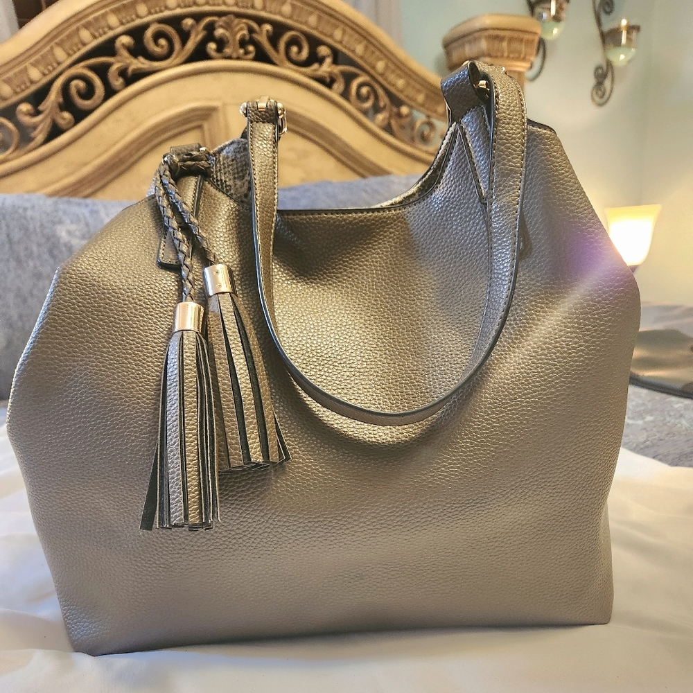 Boutique faux leather HOBO with python inside and python make up bag. NEW